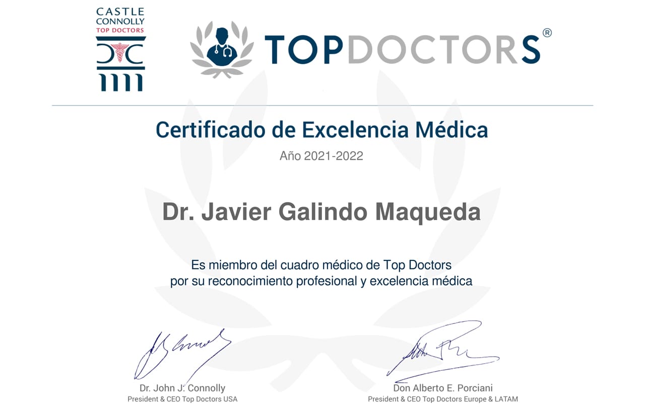 Certificado Top Doctor Javier Galindo Maqueda